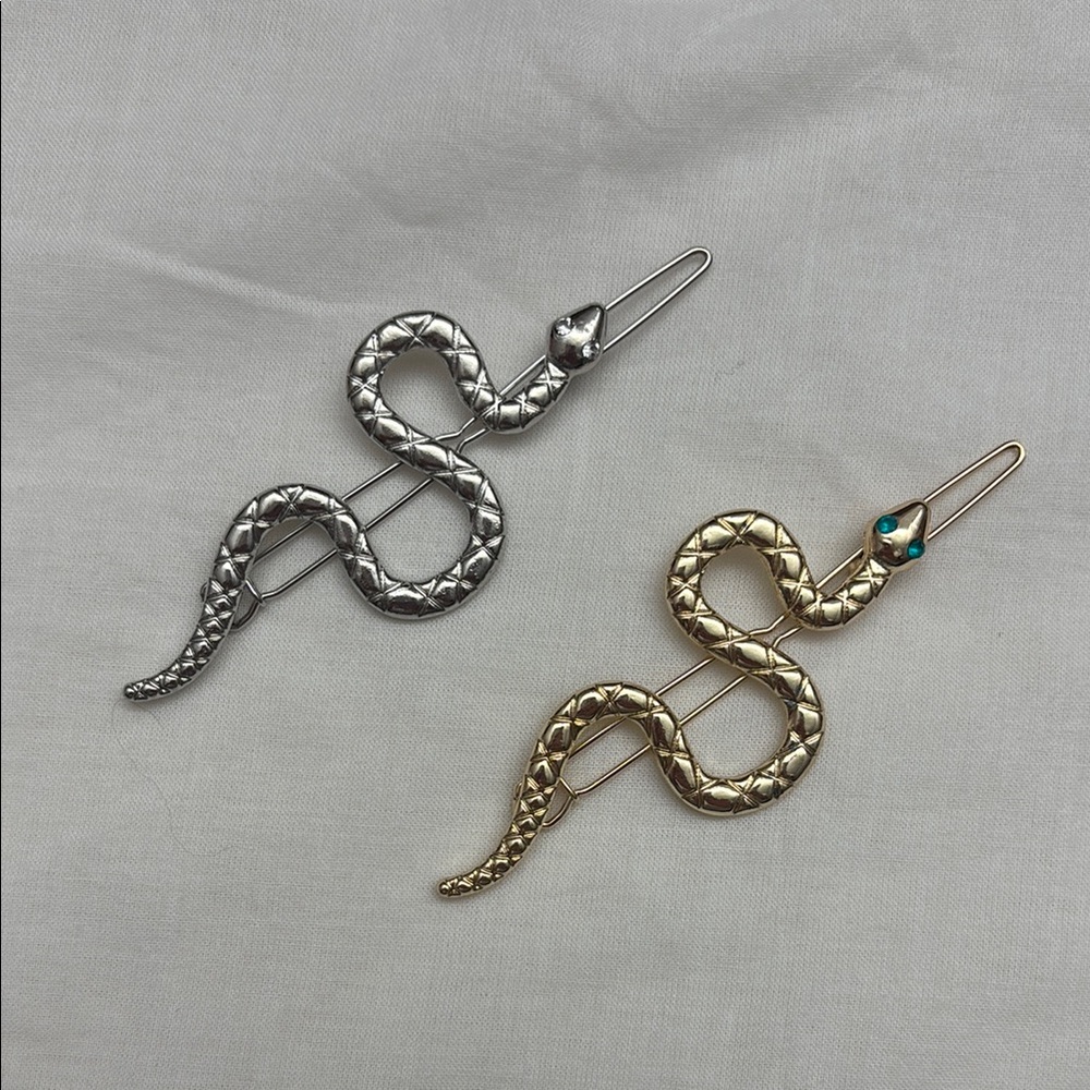 Silver and Gold Snake Hair Clips
